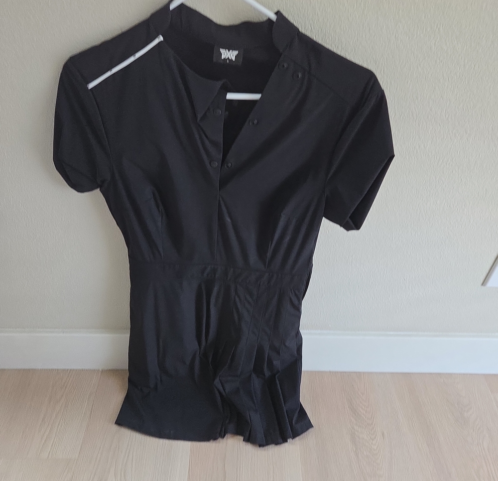 PXG Black Short Sleeve Golf Polo with White Accent